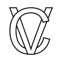 Logo sign vc cv icon double letters, logotype v c vector
