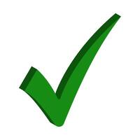 3D Green Check Mark Symbolizing Approval and Confirmation vector