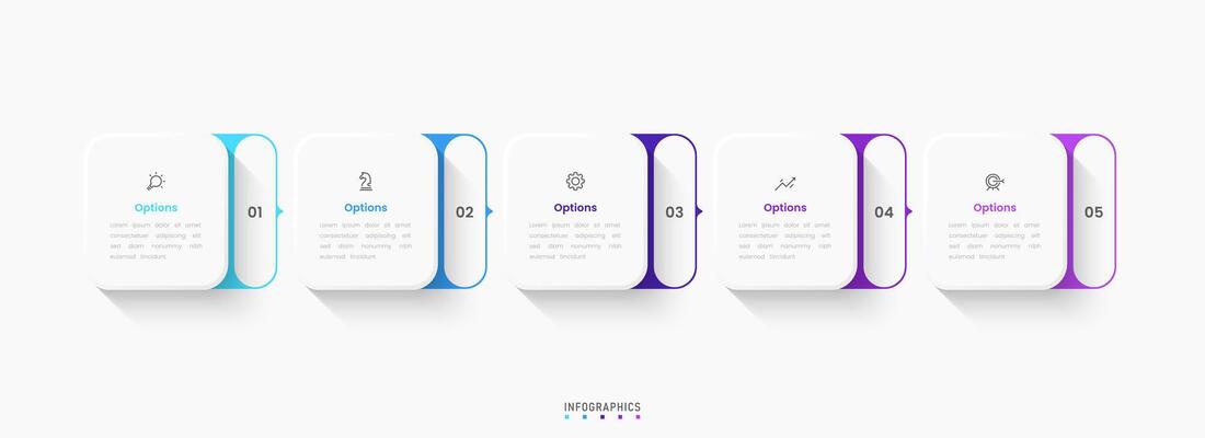 Infographic label design template with icons and 5 options or steps. Can be used for process diagram, presentations, workflow layout, banner, info graph.