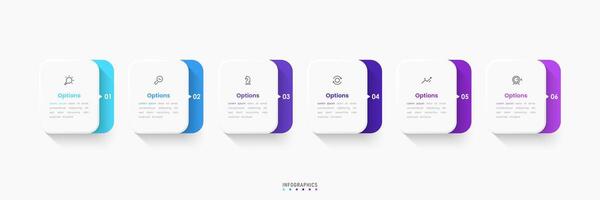 Infographic label design template with icons and 6 options or steps. Can be used for process diagram, presentations, workflow layout, banner, info graph. vector