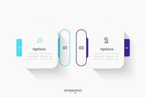 Infographic label design template with icons and 2 options. Can be used for process diagram, presentations, workflow layout, flow chart, info graph. vector