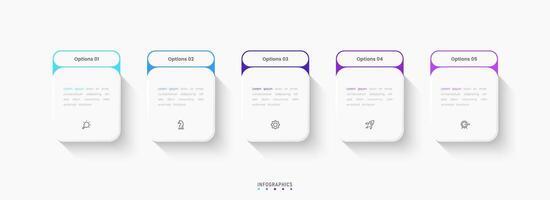 Infographic label design template with icons and 5 steps. Can be used for process diagram, presentations, workflow, info graph. vector