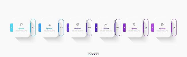 Infographic label design template with icons and 6 options or steps. Can be used for process diagram, presentations, workflow, banner, info graph. vector