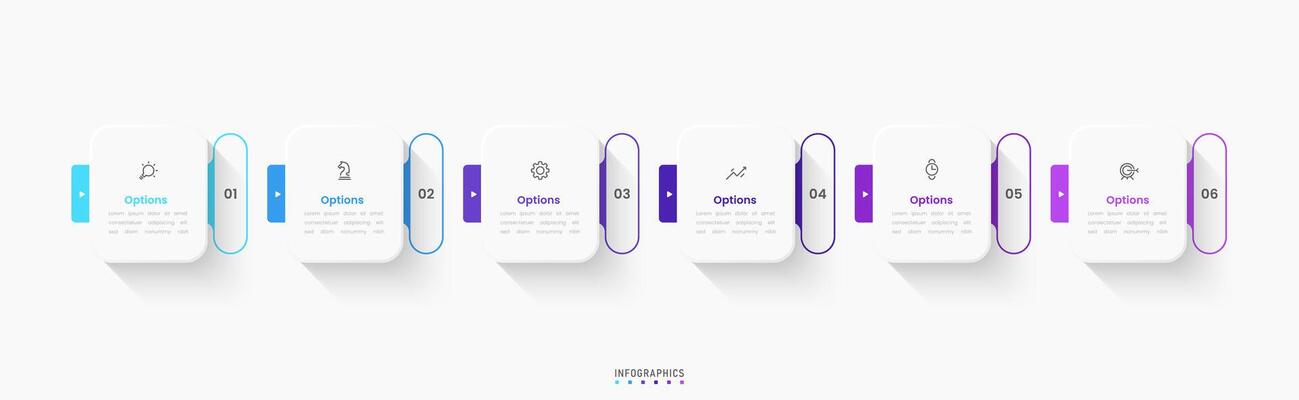 Infographic label design template with icons and 6 options or steps. Can be used for process diagram, presentations, workflow, banner, info graph.