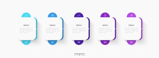 Infographic label design template with icons and 5 options. Can be used for process diagram, presentations, workflow layout, banner, flow chart, info graph. vector