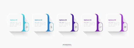 Infographic label design template with icons and 5 options. Can be used for process diagram, presentations, workflow, info graph. vector