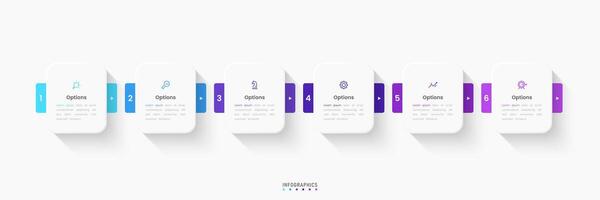 Infographic label design template with icons and 6 options. Can be used for process diagram, presentations, workflow, banner, info graph. vector