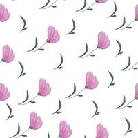 A pattern with pink flowers and leaves on a white background vector