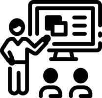 A school teacher teaching to a class, linear icon vector
