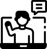A linear style icon of an online student vector