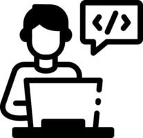 A line style icon of a programming student vector