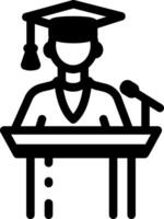 A student giving a graduation speech, line icon vector