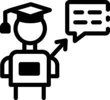 A linear style icon of a learning robot vector