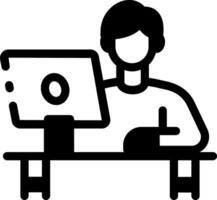 A character doing digital study, linear style icon vector