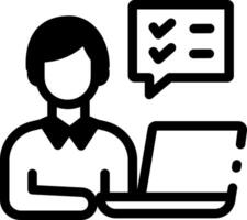 A student doing an online assignment, line style icon vector