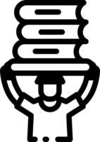 A student balancing books on his head, line icon vector