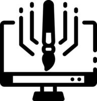 A linear style icon showing a digital art vector