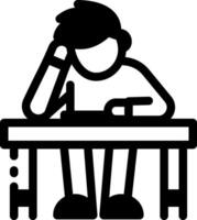 A linear style icon of a tired student vector