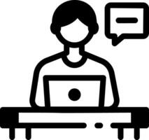 A character doing distance learning, line icon vector