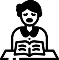 A line style icon of a student crying in classroom vector