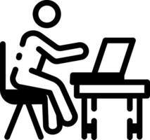A character doing online study, line style icon vector