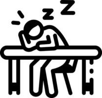 A student sleeping in class, linear style icon vector