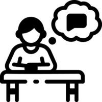 A linear style icon of a student dreaming in classroom vector