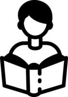 A student reading book, linear style icon vector
