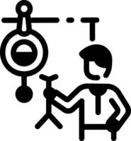 A character doing physics practical, line icon vector