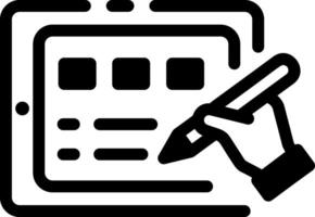 A linear style icon showing digital writing vector