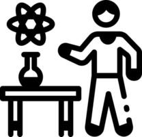 A liner style icon showing a physics student vector