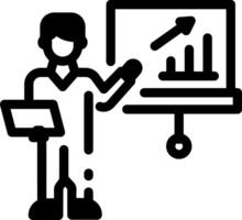 A student presenting in class, linear style icon vector