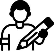 A student holding a pencil, linear style icon vector