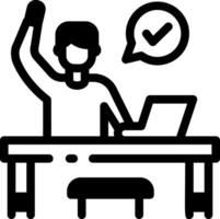 A student raising hand icon in linear style vector
