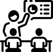 A teacher giving a lecture in class, linear style icon vector