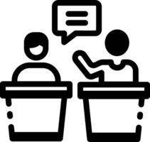 A linear icon of a debate between two students vector