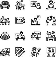 Bundle of Linear Style Learning Icons vector