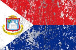 Sint Maarten flag with grunge effect. vector