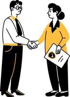 A character trust on an insurance agent, hand drawn illustration vector