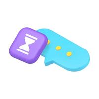 Speech bubble dialogue chat typing time counting message deadline countdown 3d icon realistic vector