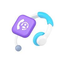 Customer support call center hotline feedback advice help service 3d icon realistic vector