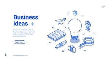 Business innovation idea startup strategy brainstorming isometric web banner vector