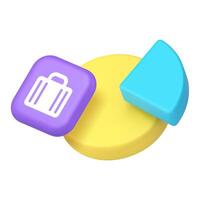 Business analyzing financial statistic chart pie data monitoring 3d icon realistic vector