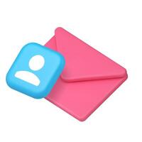 Contact send receive message inbox letter envelope 3d icon realistic illustration vector
