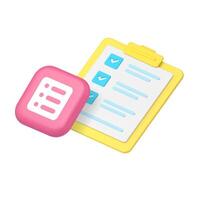 To do list time management planning efficiency and productivity organizing 3d icon realistic vector