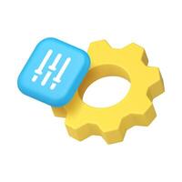 Settings panel option configuration productivity optimization 3d icon realistic illustration vector
