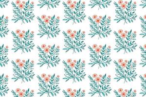 stylish continuous floral sketch pattern with foliage and stems in seamless tile for wrapping women apparel and table runners vector
