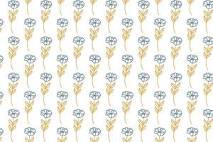continuous floral line sketch with botanical stems in seamless tile layout for wrapping textile fashion wallpaper and cards vector