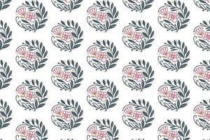flower and leaf sketch seamless pattern with ornamental botany inspired stem tiles for textile wrapping and card backgrounds vector