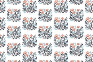 home textile pattern with continuous floral line drawing of stems and foliage in seamless tile for fashion skirts and table top vector